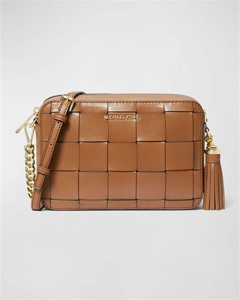 michael michael kors jet set medium woven leather crossbody bag|michael kors crossbody bag sale.